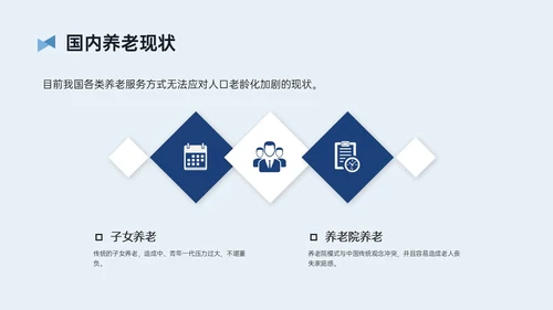 蓝黄简约插画风智慧养老PPT模板