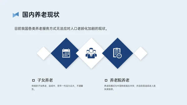 蓝黄简约插画风智慧养老PPT模板
