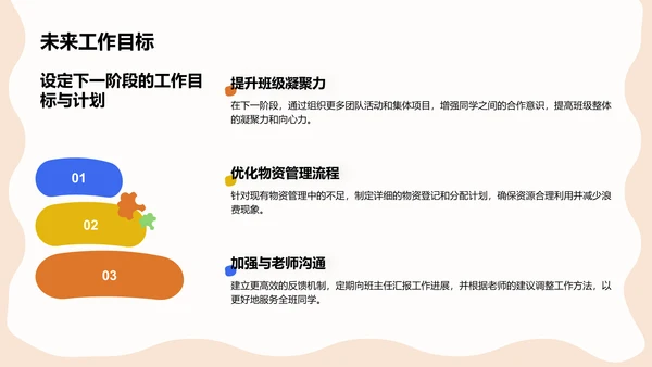 橙色扁平风中学生生活委员工作述职汇报PPT模板