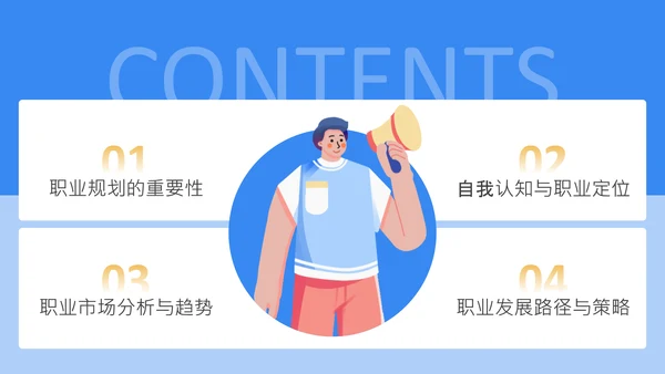 蓝色扁平风大学生职业发展规划PPT