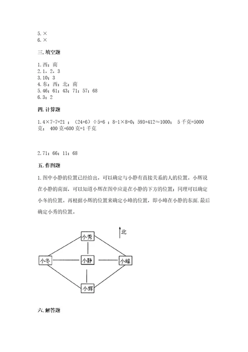 小学数学三年级下册期中测试卷及完整答案（网校专用）