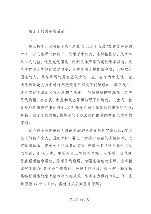 阳光下的黑幕观后感.docx