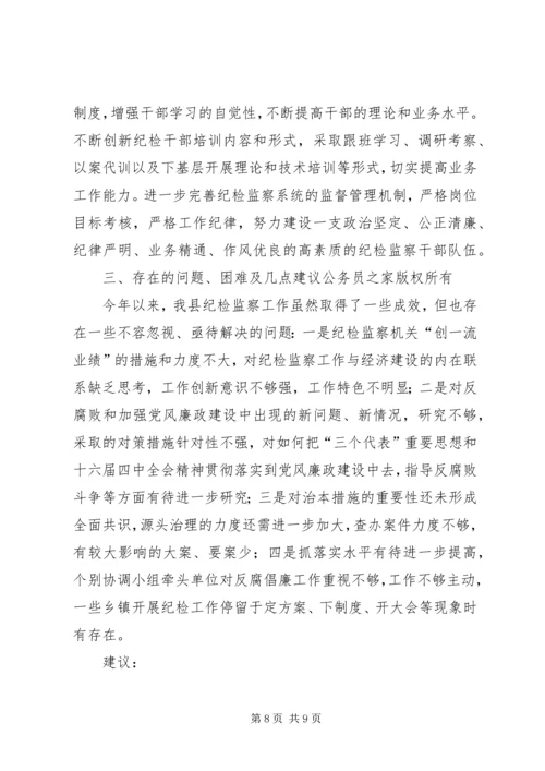 县纪检监察工作情况汇报及明年工作思路.docx