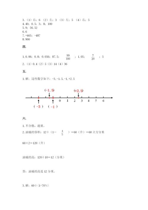 人教版小升初数学模拟试卷附参考答案（轻巧夺冠）.docx
