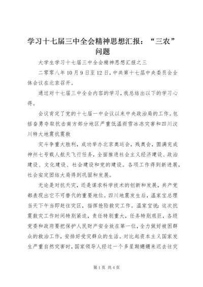 学习十七届三中全会精神思想汇报：“三农”问题 (4).docx