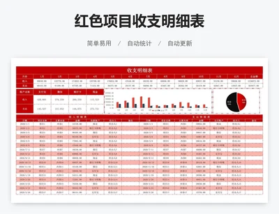 红色项目收支明细表