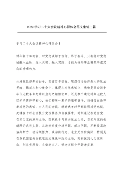 2022学习二十大会议精神心得体会范文集锦三篇.docx