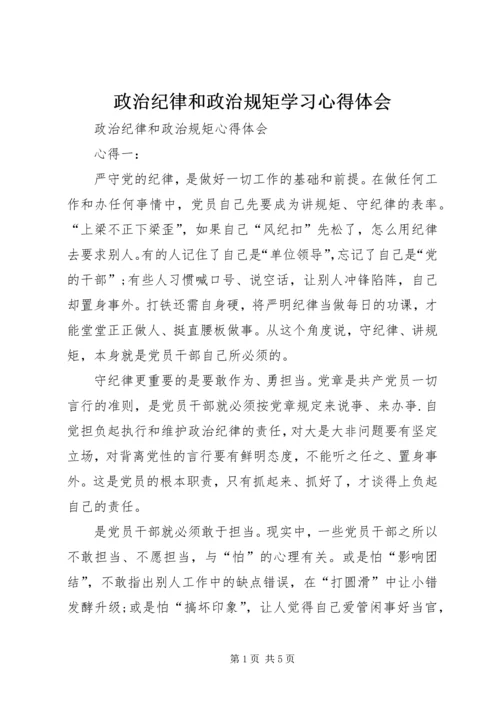 政治纪律和政治规矩学习心得体会 (2).docx