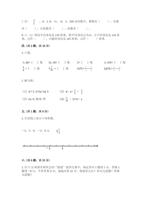 小学六年级数学期末自测题附参考答案【达标题】.docx