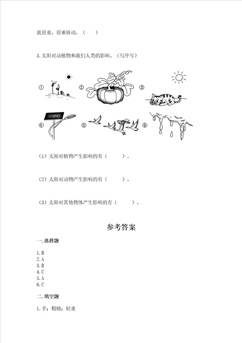 2022秋教科版二年级上册科学期末测试卷附参考答案实用