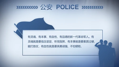 蓝色大气公安警察演讲动态PPT模板