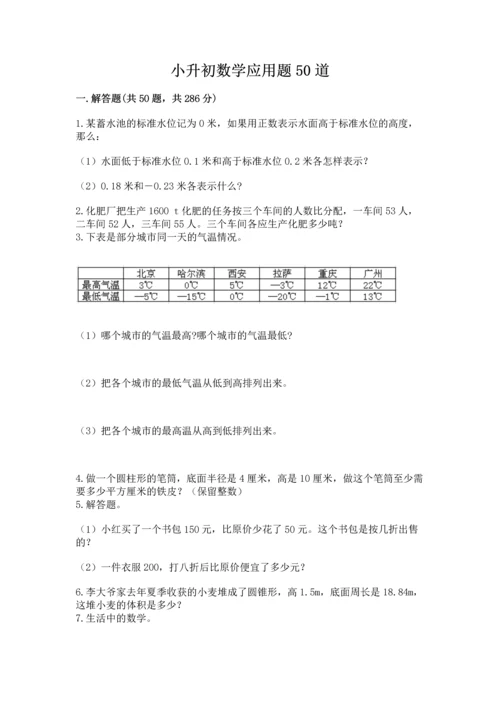 小升初数学应用题50道汇总.docx