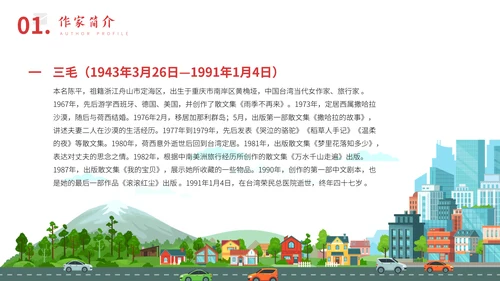 三毛知名作家生平介绍PPT模板