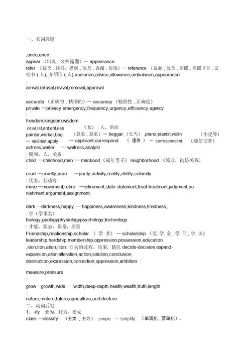 英语单词用词缀判断词性