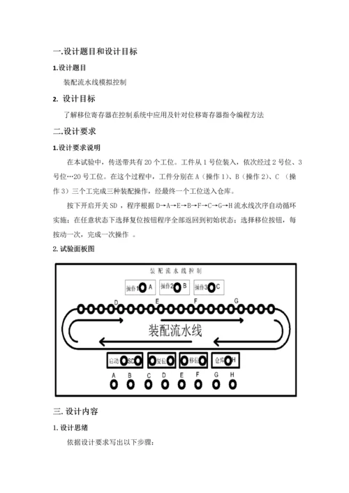 PLC专业课程设计装配流水线的模拟控制.docx