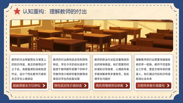 蓝红色复古风关于师恩难忘感恩成长路上PPT模板