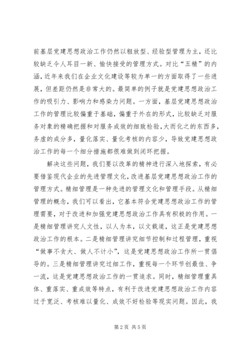 实施精细管理做实党建思想政治工作.docx