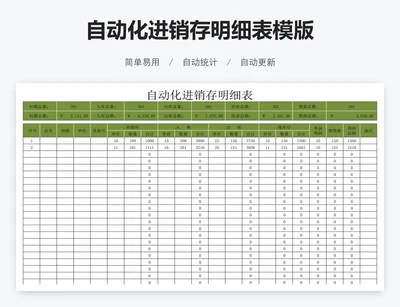 自动化进销存明细表模版