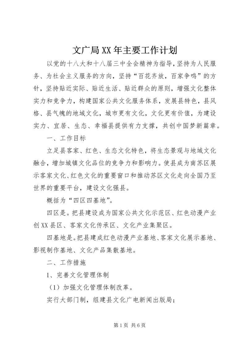 文广局XX年主要工作计划.docx