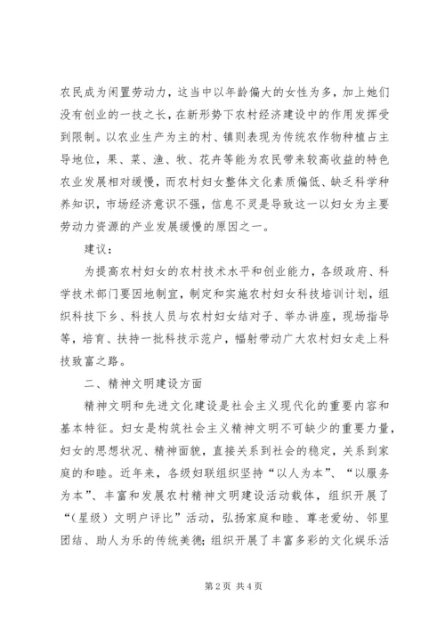 关于农村妇女发挥作用的调研思考 (2).docx