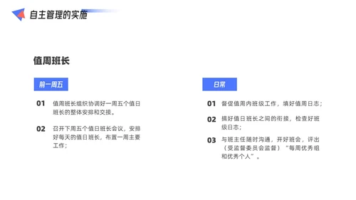 红蓝配色简约风几何形状班级自主管理课件PPT教师培训