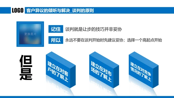 蓝色商务谈判企业培训合作共赢PPT模板