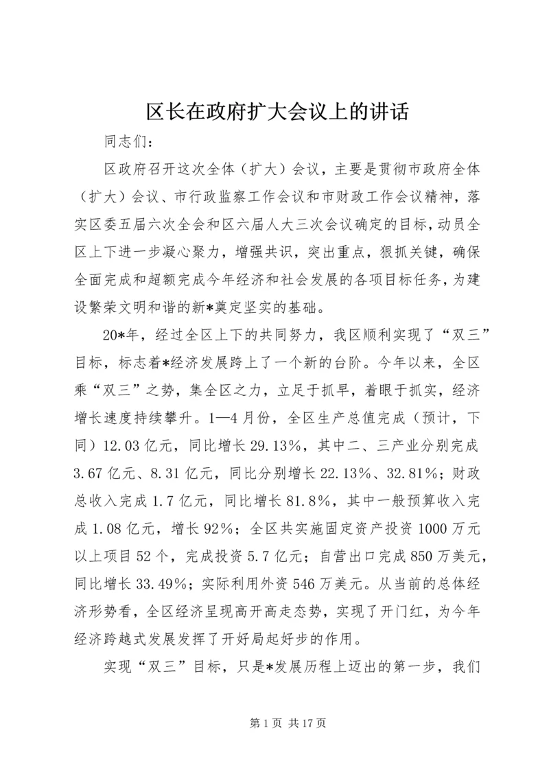 区长在政府扩大会议上的讲话.docx