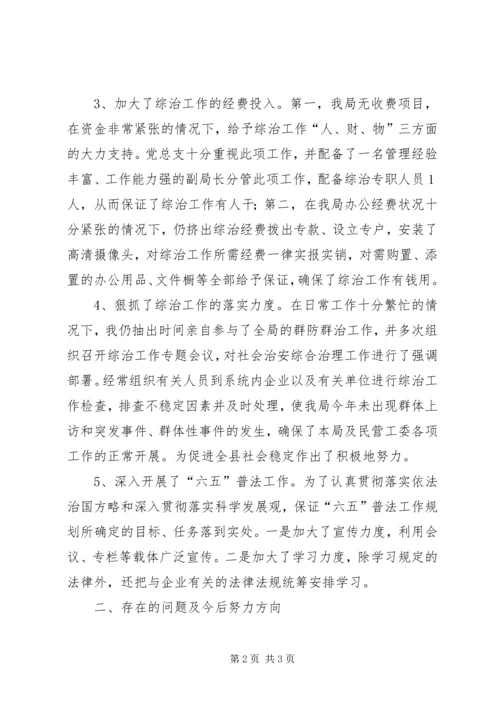 县经信局综治工作报告.docx