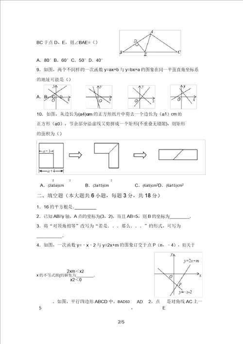 最新苏教版八年级数学上册期末考试1套