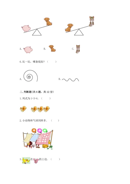 人教版一年级上册数学期中测试卷及完整答案【易错题】.docx