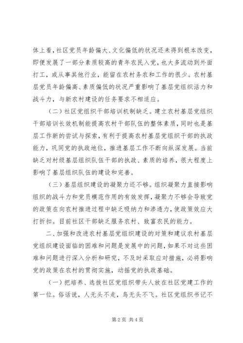 社区关于农村基层党组织建设工作调研报告.docx