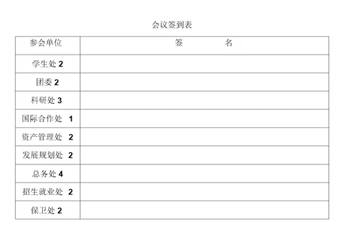 河北科技大学会议签到表