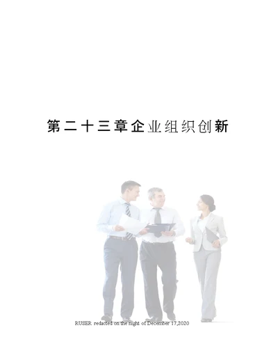 第二十三章企业组织创新