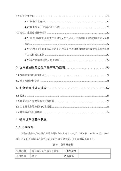 太仓市金阳气体有限公司乙炔站安全评价综合报告.docx