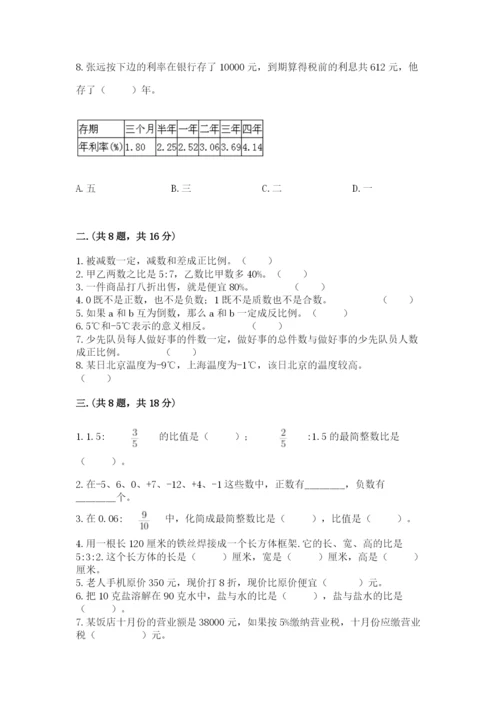 河南省平顶山市六年级下册数学期末考试试卷精品（突破训练）.docx