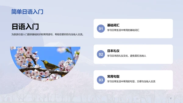 蓝色现代日本旅行全攻略PPT模板