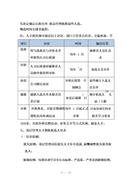 基层管理人才梯队培养计划