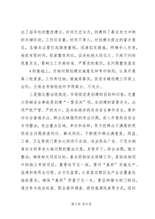 分管区长在全区创建国家药品安全示范区工作督查会议上的讲话范文.docx