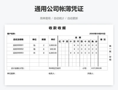 通用公司帐薄凭证