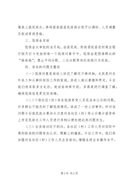 乡镇民政办关于低保工作自查的报告.docx