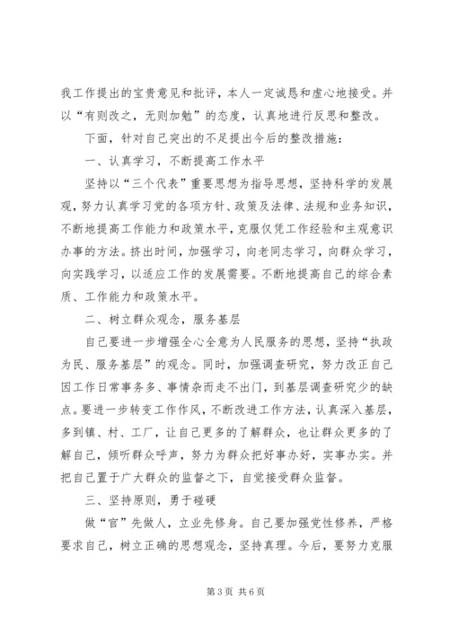 第一篇：关于对党政领导干部民主测评结果的自我剖析材料各位领导，同志们：.docx