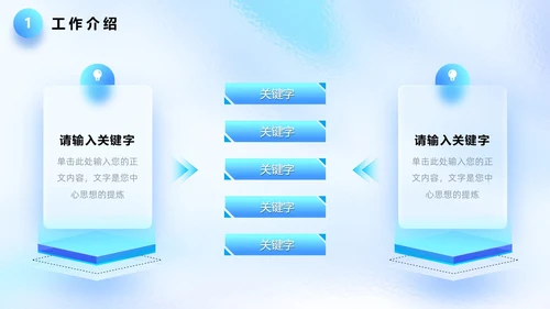 蓝色毛玻璃质感立体清爽简约年终总结工作总结