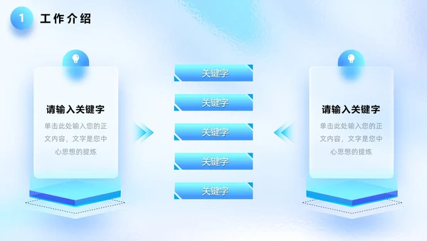 蓝色毛玻璃质感立体清爽简约年终总结工作总结