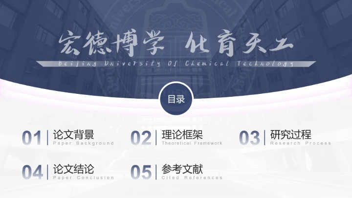 北京化工大学专属课题学术汇报毕业答辩通用PPT模板
