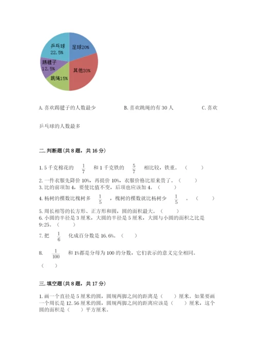 人教版六年级上册数学期末测试卷附答案（基础题）.docx