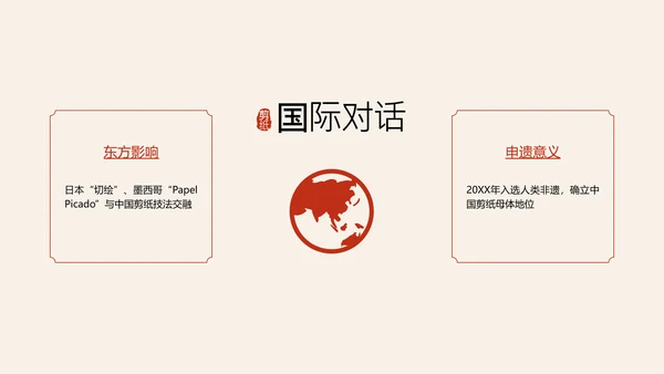 红色国风简约非遗剪纸介绍PPT模板