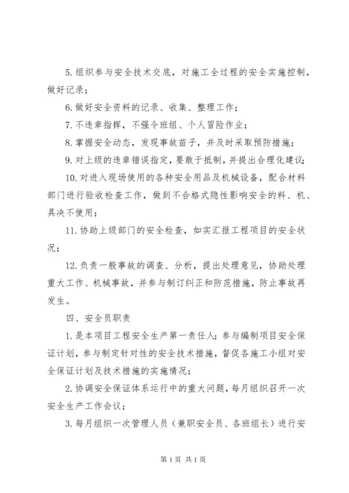 项目管理班子职责分工.docx