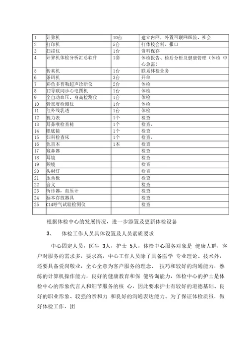 健康体检保健中心工作方案