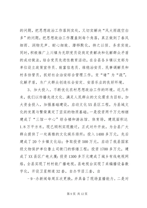 王农村思想政治建设情况汇报.docx