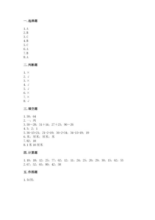 小学二年级上册数学期中测试卷附答案（培优）.docx